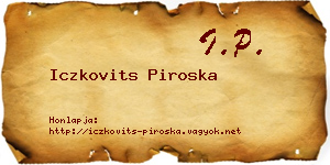 Iczkovits Piroska névjegykártya